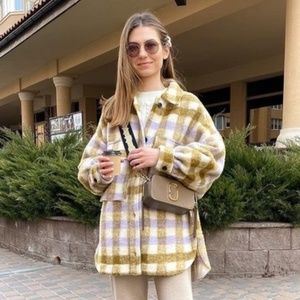 Zara Oversized Plaid Shacket Green/Purple
